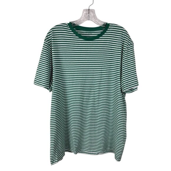 J.Crew Factory  Men's XL Slim Washed Short Sleeve Crew Tee Green Striped NWT - Picture 1 of 12